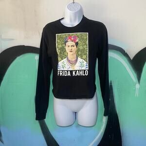 Black frida kahlo crewneck top